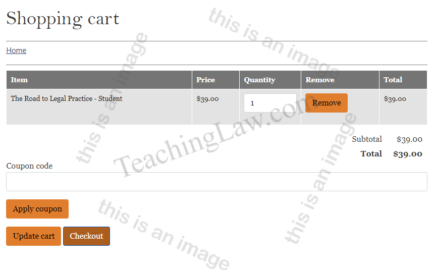 Teaching Law shopping cart screenshot
