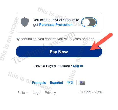 PayPal purchase protection toggled off screenshot